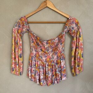 NWT Anthropologie Conditions Apply floral Roslyn smocked top